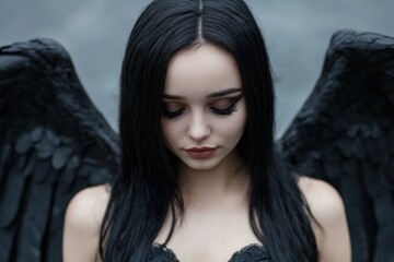 Poster - Mysterious woman with dark hair and wings