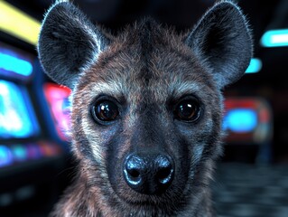 Poster - close-up portrait of a curious raccoon