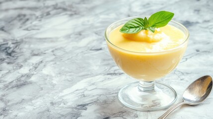 Wall Mural - refreshing citrus dessert with basil garnish