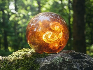 Wall Mural - Magical glass sphere in forest