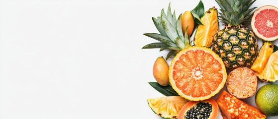 Wall Mural - Hand drawn style light effect capturing the essence of Thai cuisine with an explosion of fresh herbs and spices on a clean white background