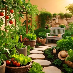 vegetable garden arranged in a traditional style