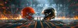 © AI Studio - A digital background shows two American football helmets facing each other