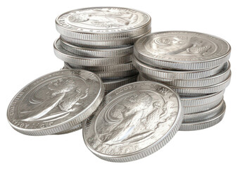 Sticker - PNG Stacked silver coins, financial wealth