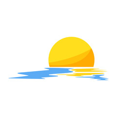 Poster - sun sunset cartoon. summer dusk, view nature, horizon morning sun sunset sign. isolated symbol vector illustration