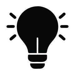 Wall Mural - black and white lightbulb icon with rays. vector illustration