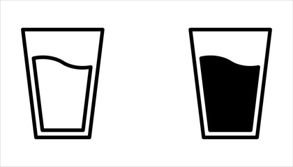 Canvas Print - Water glass icon vector set. Drink glass flat line pictogram on white background