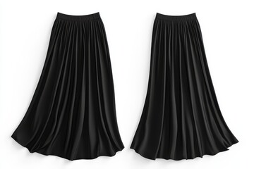 Wall Mural - Two long black skirts laid flat on white background