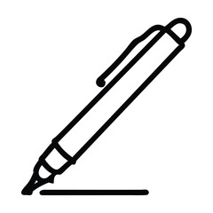 Wall Mural - black and white line drawing of a pen writing on a white background. vector illustration