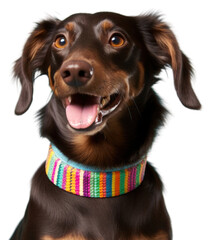 Sticker - PNG Collar pet dachshund smiling.