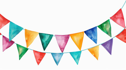 Poster - Celebrate with colorful garlands and flags Perfect for birthday and kids party decor. Brighten your invitations and cards.