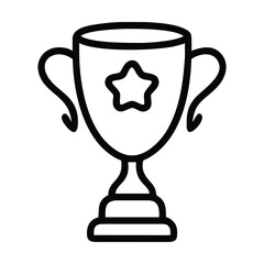 Wall Mural - black and white line art trophy with star illustration. vector illustration