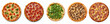© Sabir Shah - Pizza collection, margharita, pepperoni, arugula, funghi and hawaii, isolated on a transparent background, italian food bundle