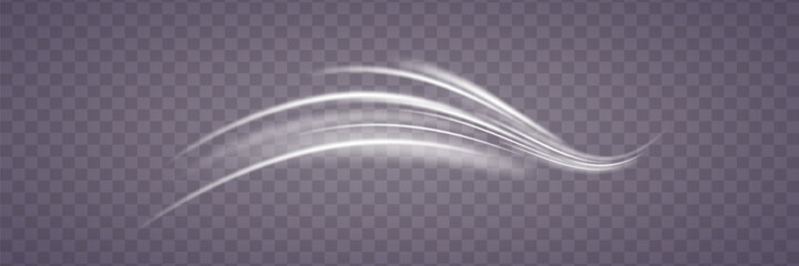 Wall Mural - Light trace wave. Motion light effect. White special effect, speed line.