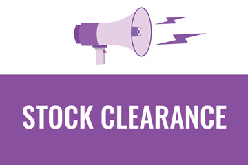 stock clearance button, banner, label, template for website. stock clearance text with colorful megaphone icon
