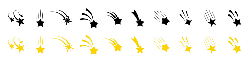 Wall Mural - falling stars set icon. stars icon collection. different star shapes. black stars icon set. sparkle 