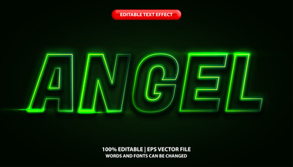 Wall Mural - Editable text effect template Angel green neon glow text style effect, premium vector 