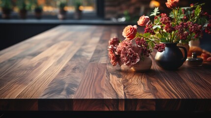 Wall Mural - Flowers on a Wooden Table