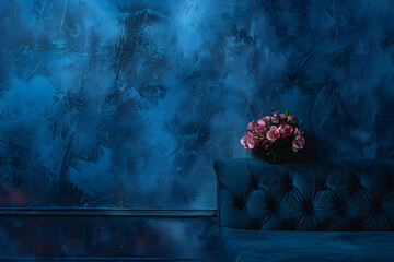 Wall Mural - chiaroscuro effect on cobalt blue photography backdrop