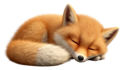 Canvas Print - PNG Fox wildlife sleeping animal.