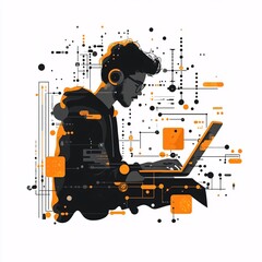 Vector illustration of API integration application