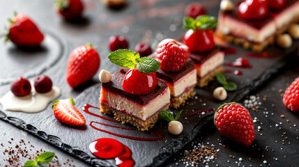 Wall Mural - chocolate cake with berries