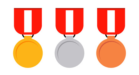 Wall Mural - award medal design vector. gold, silver, and bronze medal. sport victory winner tournament competiti