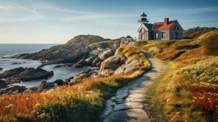 Wall Mural - Lighthouse on a Rocky Coastline