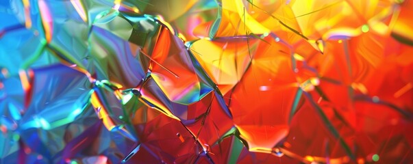 Wall Mural - Shattered glass reflecting a rainbow of colors, 4K hyperrealistic photo