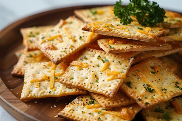 Wall Mural - Homemade Pie Dough Crackers with Cheddar and Chipotle