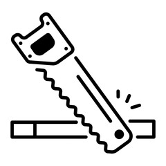 Sticker - A linear style icon of handsaw