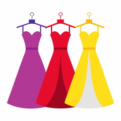 Wall Mural - beautiful bridal dresses hanging vector illustration 