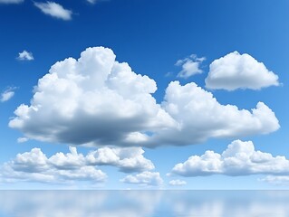 Wall Mural - clear blue sky with fluffy white clouds, ideal for open and airy backgrounds, more clarity with clea