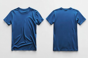 blank canvas apparel front and back views of crisp royal blue tshirt against pure white background ready for custom design or branding