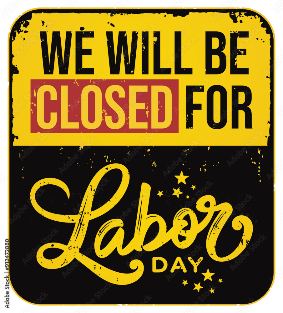 Closed For Labor Day Sign Printable Template Card Background 
