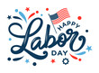 © Rajan - Labor Day hand drawn lettering greeting card vector illustration isolated on white background for labor day celebration, bbq, party, social media post, sign, badge, printable