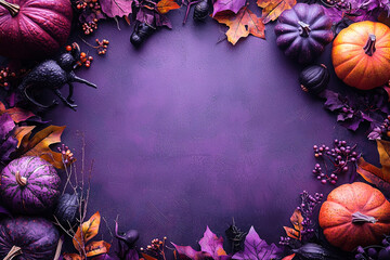 Wall Mural - Purple Halloween-themed background with copy space, 