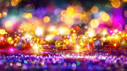 Wall Mural - Festive Background with Glittering Particles and Shimmering Lights for Celebrations