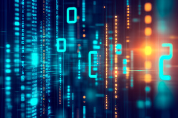 Wall Mural - abstract digital data flow with binary code