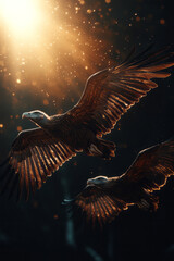 Poster - A group of vultures circling in the sky, feeling the freedom of the open air,