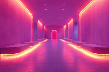 Poster - Minimalist portrayal of a futuristic seed bank, glowing with neon lights, ensuring sustainable future harvests,