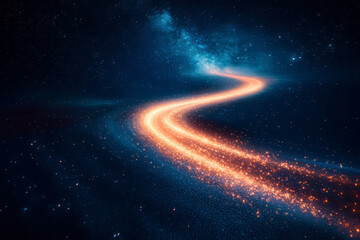 Poster - Futuristic Light Trails in a Starry Night Sky