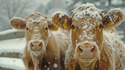 Poster - Two Cows in the Snow