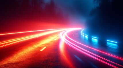 Wall Mural - Glowing Light Trails: Hyper-Realistic Illuminated Blur with Smooth Transitions and Realistic Light Effects High-Resolution Illustration