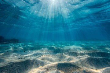 Wall Mural - sunlight rays penetrating the deep blue sea