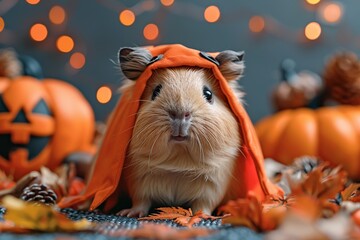 Poster - Cute Guinea Pig Dressed Up for Halloween