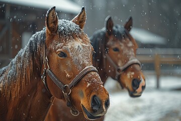 Wall Mural - Horses in the Snow