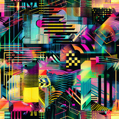 Fototapete - Abstract geometric pattern exploding in a kaleidoscope of colors and shapes