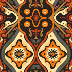 Aufkleber - Seamless pattern repeating floral geometric shapes creating colorful background