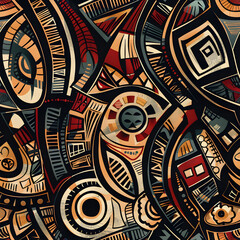 Aufkleber - Abstract geometric pattern featuring intricate shapes and bold colors